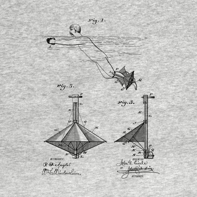 Swimming Apparatus Vintage Patent Hand Drawing by TheYoungDesigns